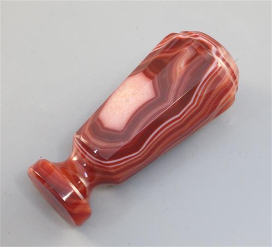 A large red stained agate desk seal, with blank matrix, 4.5in.